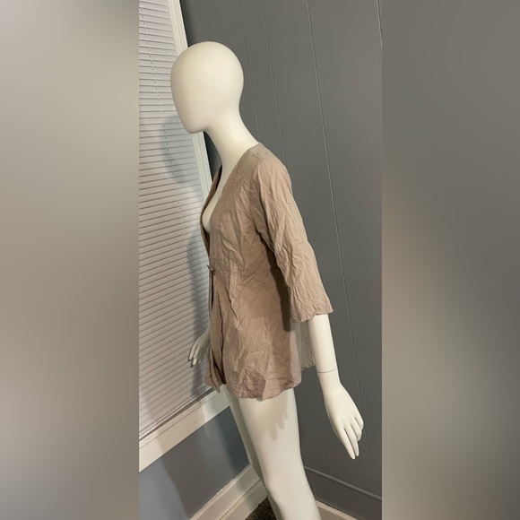 Soft Surroundings Benedetta Gauze Topper Cardigan  Tan Size PS Button Cotton - Picture 4 of 10